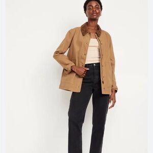 Old Navy Tan Barn Jacket with Brown Collar
